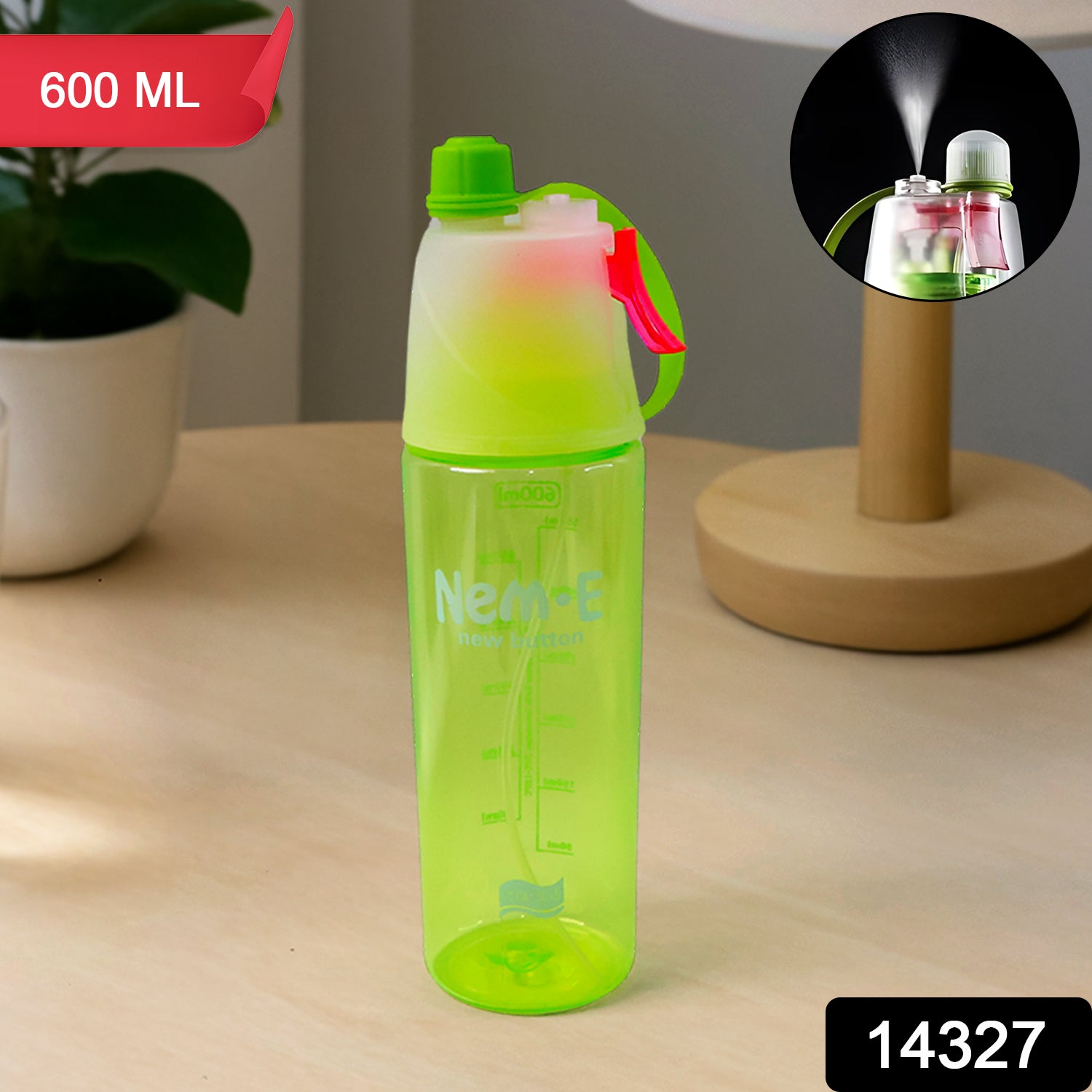 Plastic Dual Function Sports Water Bottle With Built-in Mist Spray And Leakproof Cap (600ml  1 Pc) Plastic Dual Function Sports Water Bottle With Built-in Mist Spray And Leakproof Cap (600ml  1 Pc)